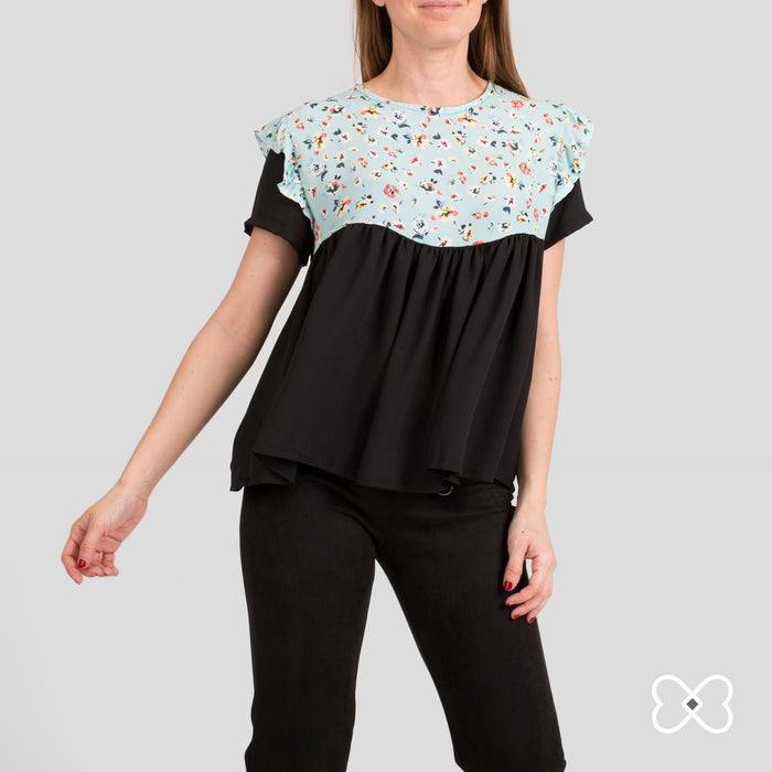 Camiseta Combi Flores NEGRA