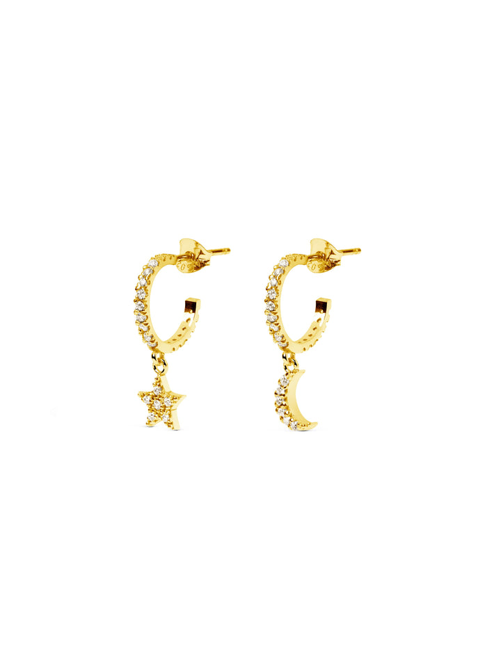 Pendientes Aro Moon & Star Sparks Oro