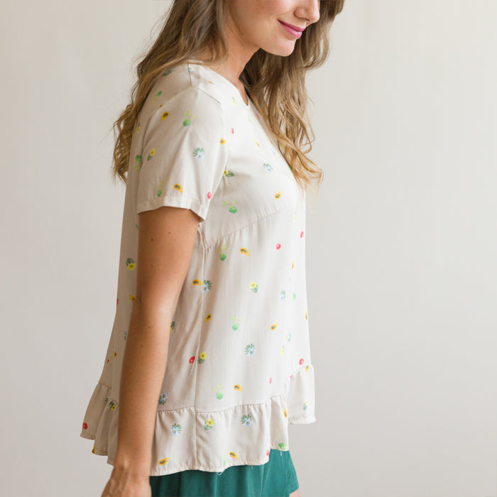 Blusa Yaros Flores BEIGE